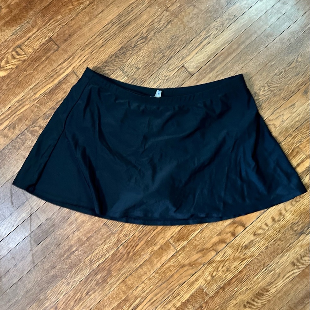 Swimsuits For All Black Swim Skirt with Attached Bikini Size 20 XXL